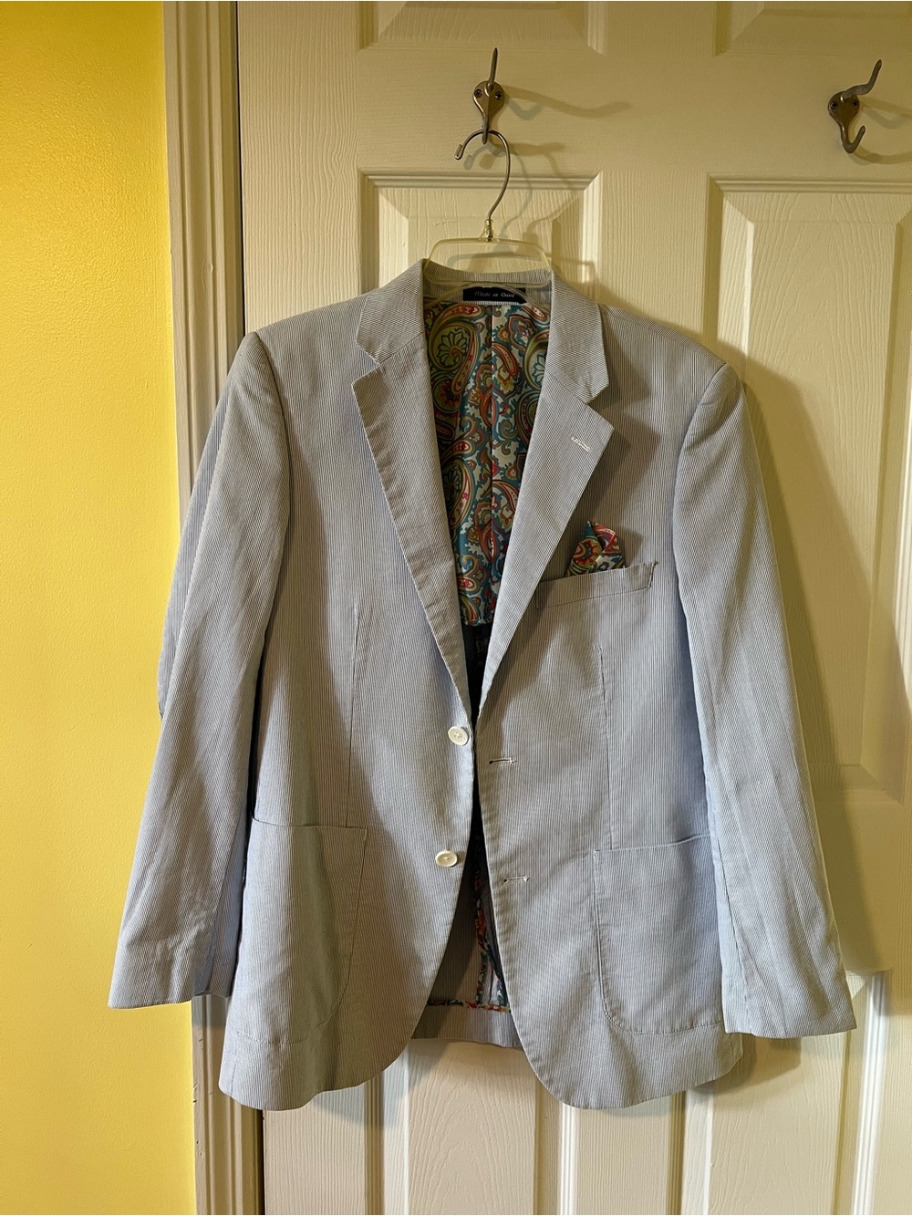 Alan Flusser Light Blue Men's Blazer with Paisley Lining